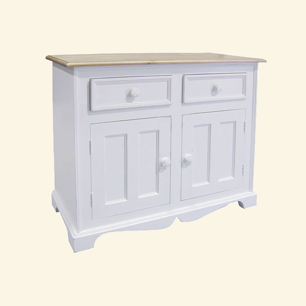French Country Two Door Buffet painted White