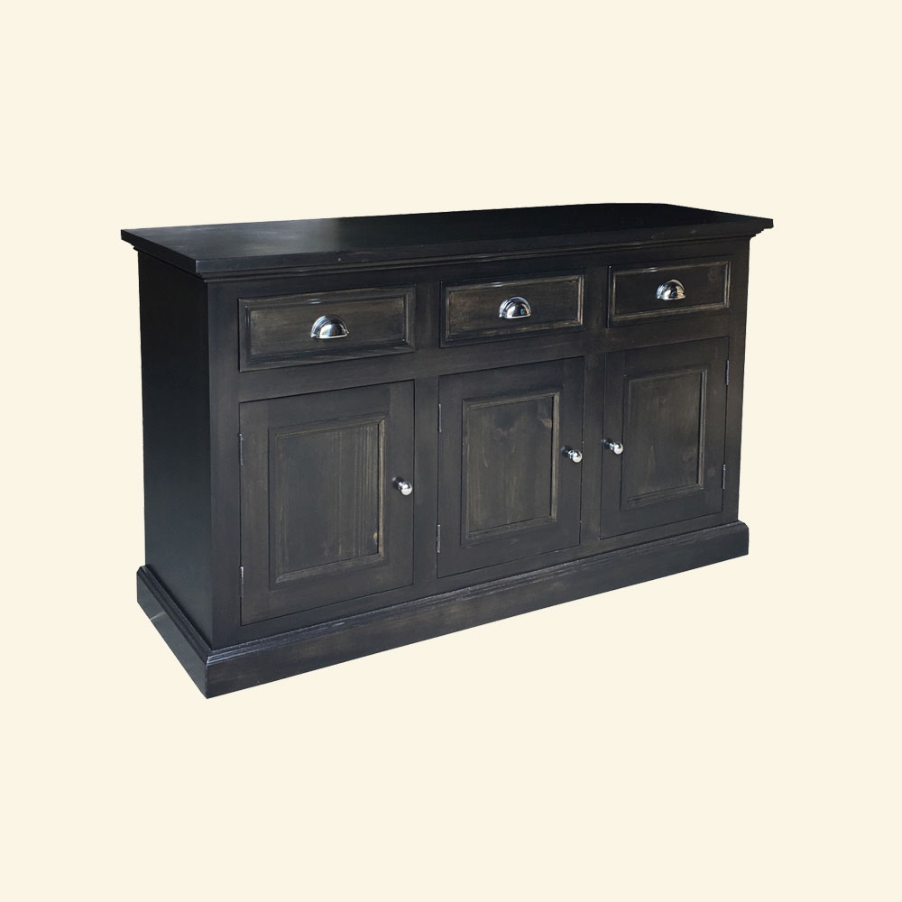 French Country Three Door Sideboard stained Ebony