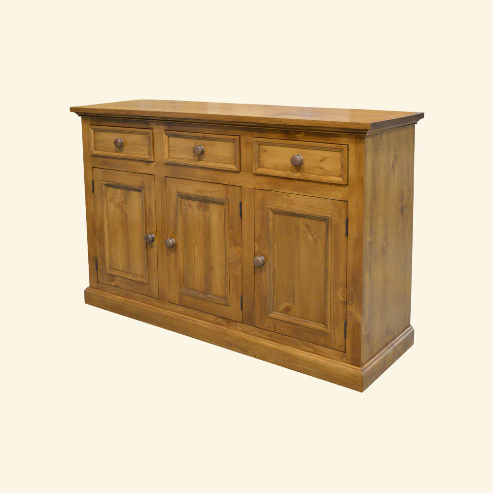 French Country Three Door Tall Sideboard stained