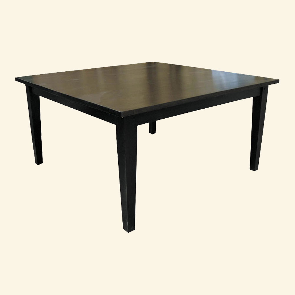 60 Square Table, Tapered Leg, Black Paint