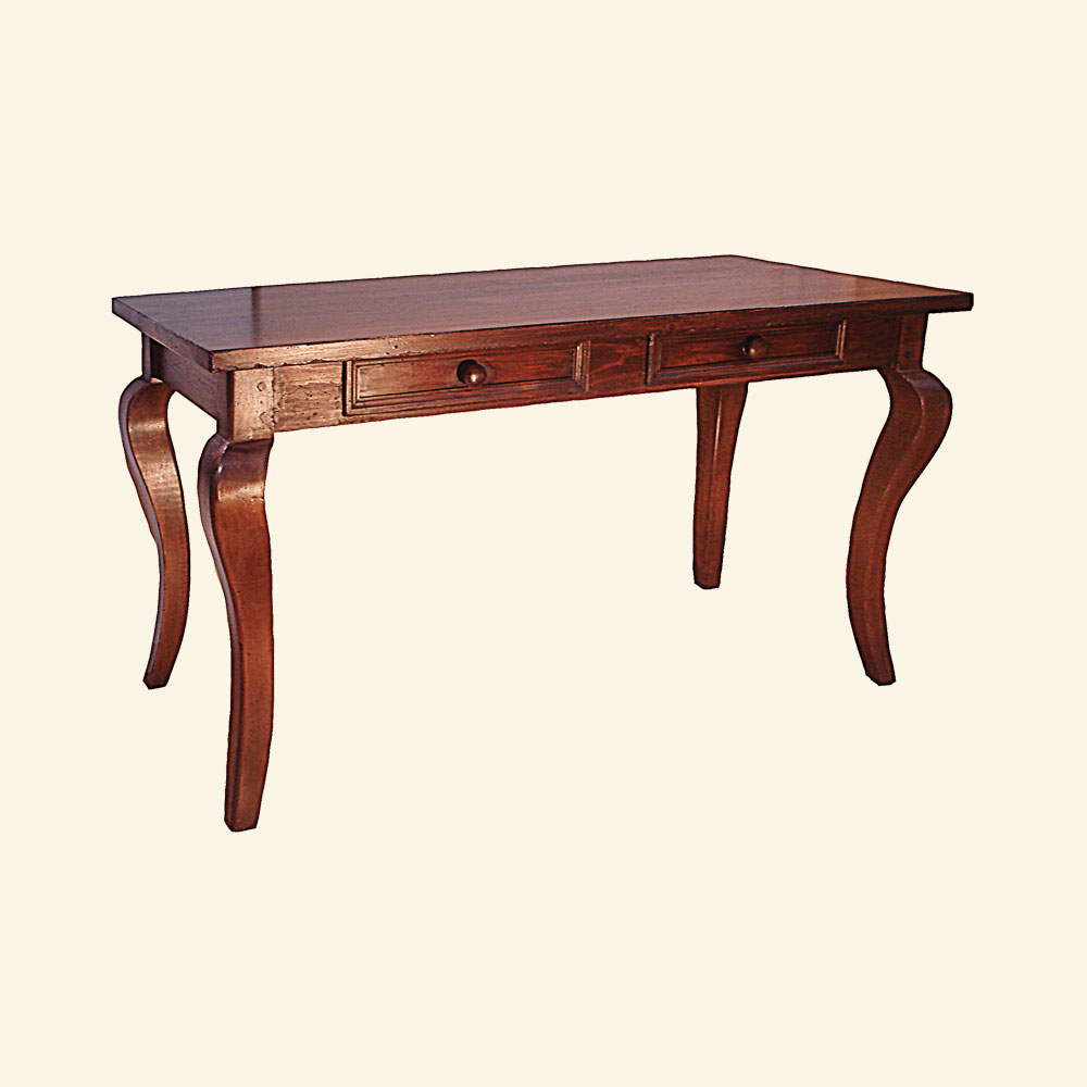 French Country Cabriole Leg Writing Table, Black Cherry