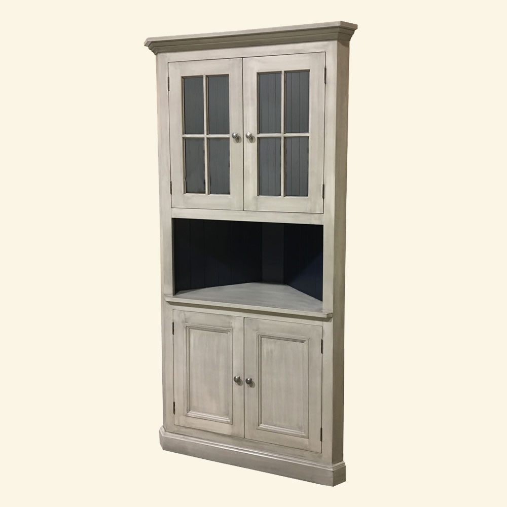 French Country Cottage Corner Cupboard stained