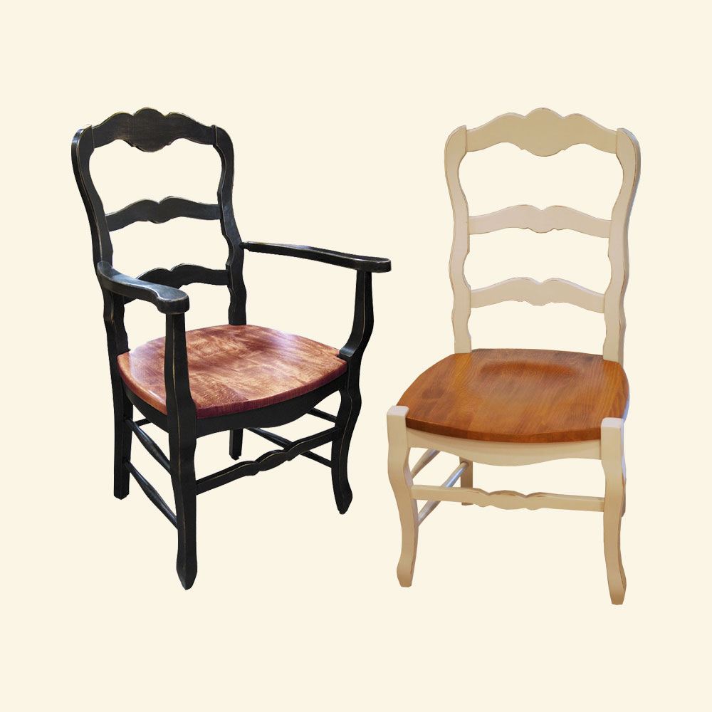 Country French Arm Chair with wood seat