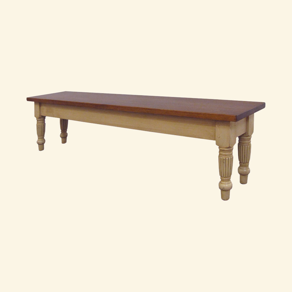 French Country Fluted Bench, Millstone Glaze