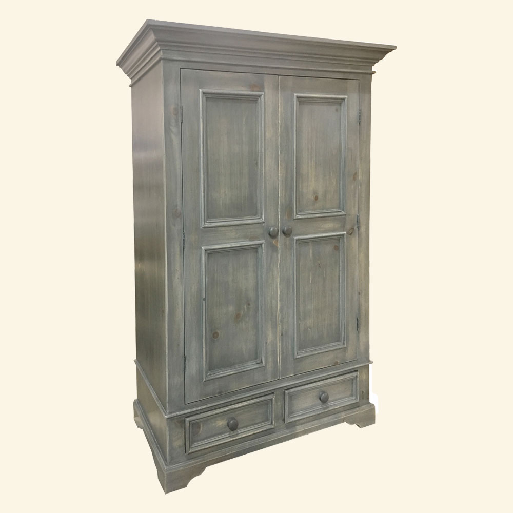 French Country Garde-robe Armoire, Gray