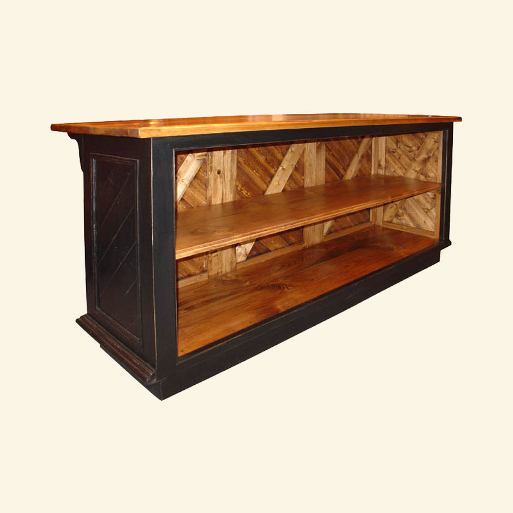 French Country Kitchen Island Open Shelf, Back View