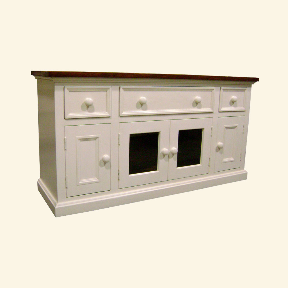 French Country Media Console painted Champlain White