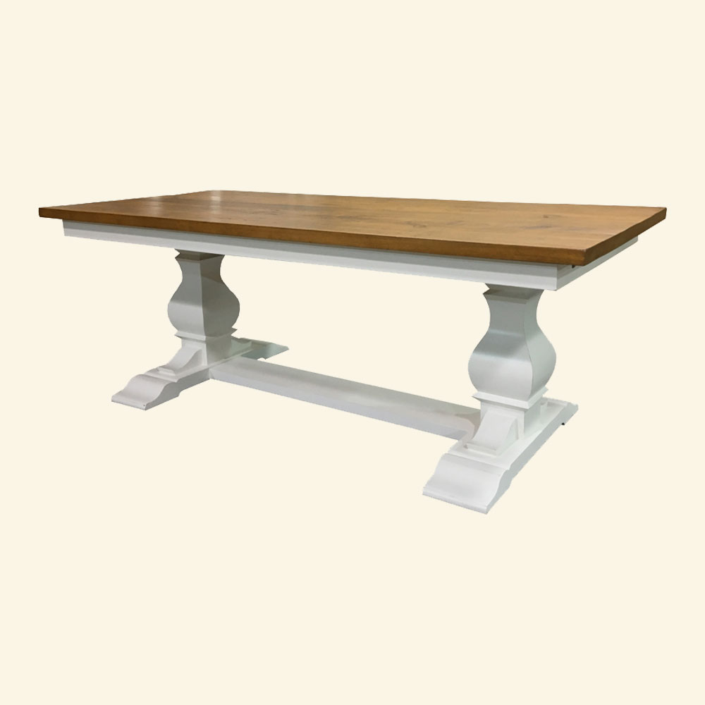 Provincial Trestle Table with Champlain White paint finish