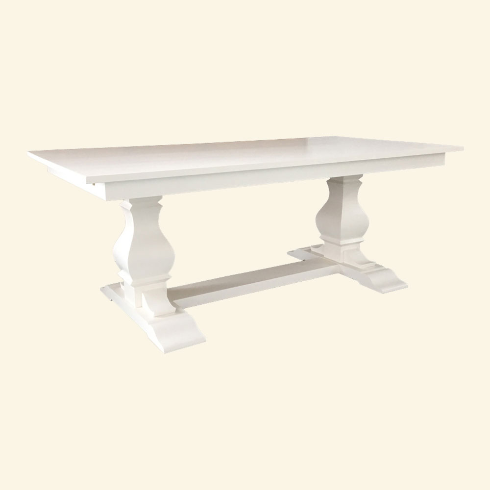 French Country Provincial Trestle Table in White milk paint