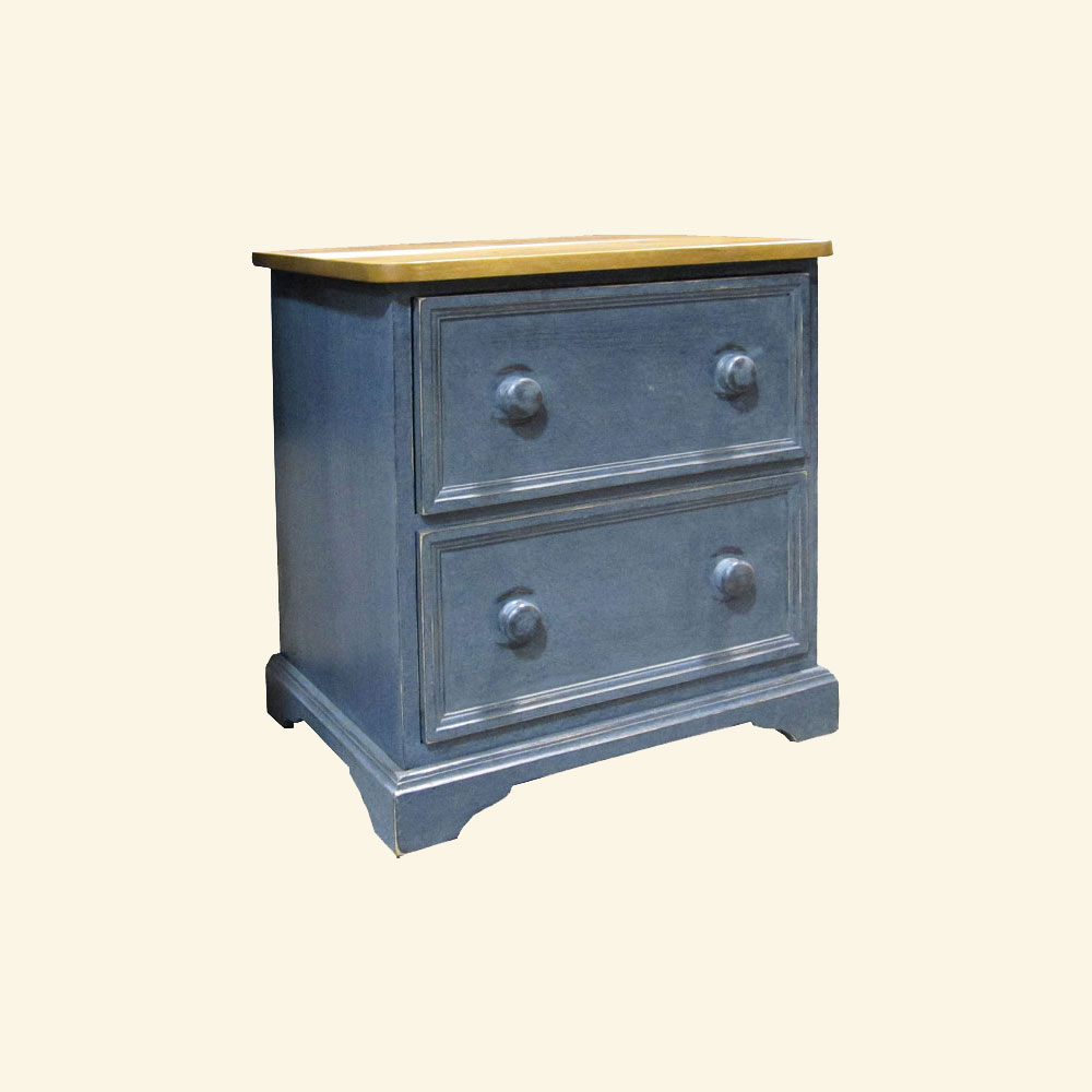 French Country Two Drawer End Table, painted