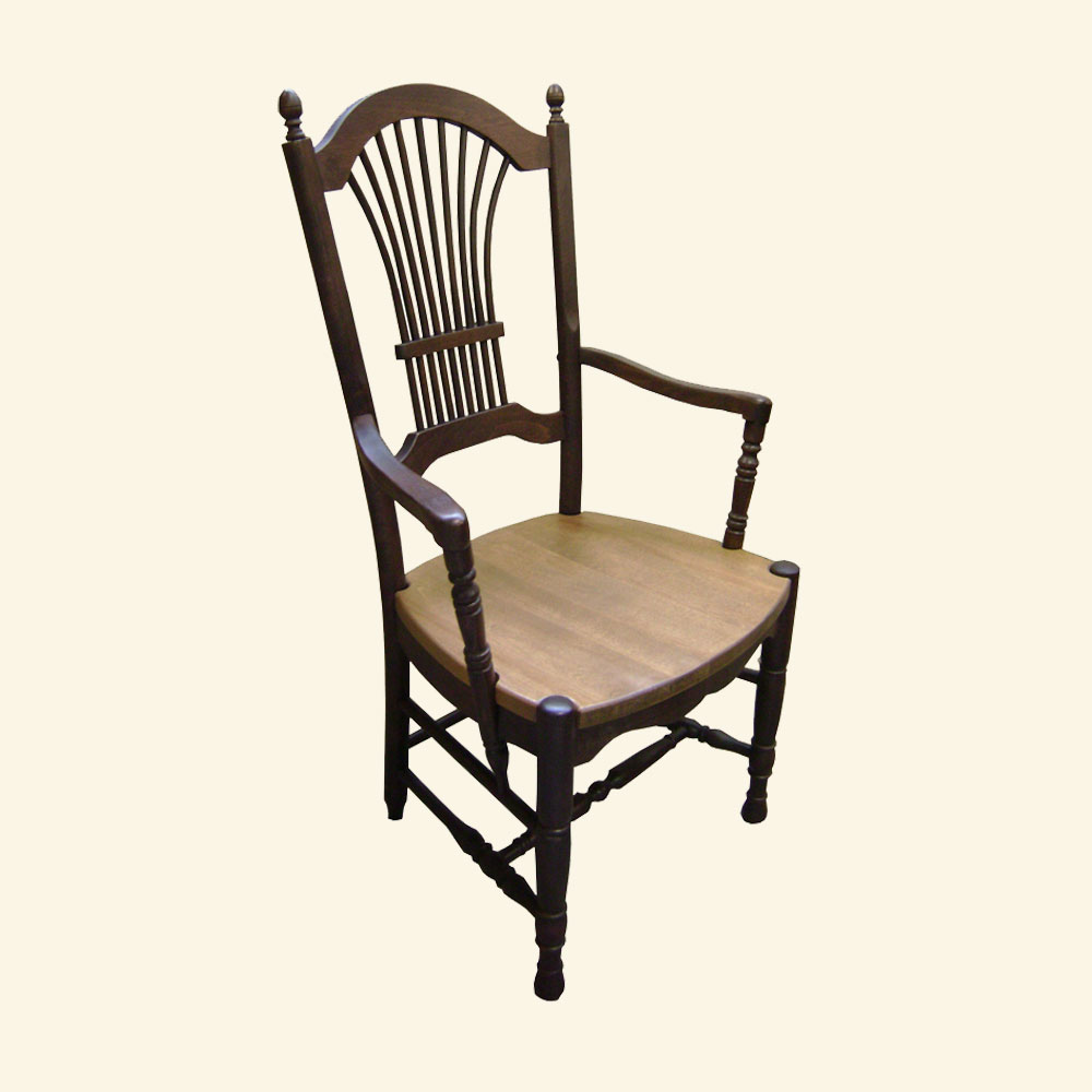 French Country Wheat Back Chair, Walnut stain