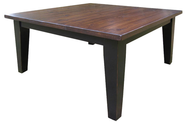 French Country 60 inch Square Table, Black with Sequoia top