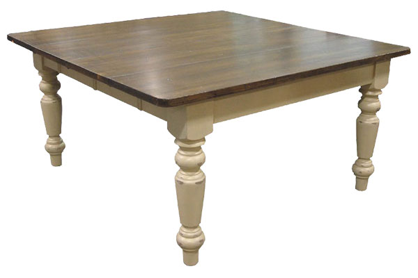 French Country 60 Square Table, Buttermilk with Sequoia top