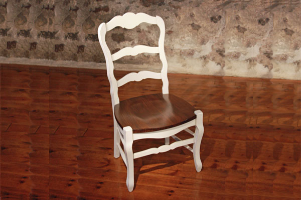 Country French Ladderback Side Chair with champlain white and black cherry stain seat