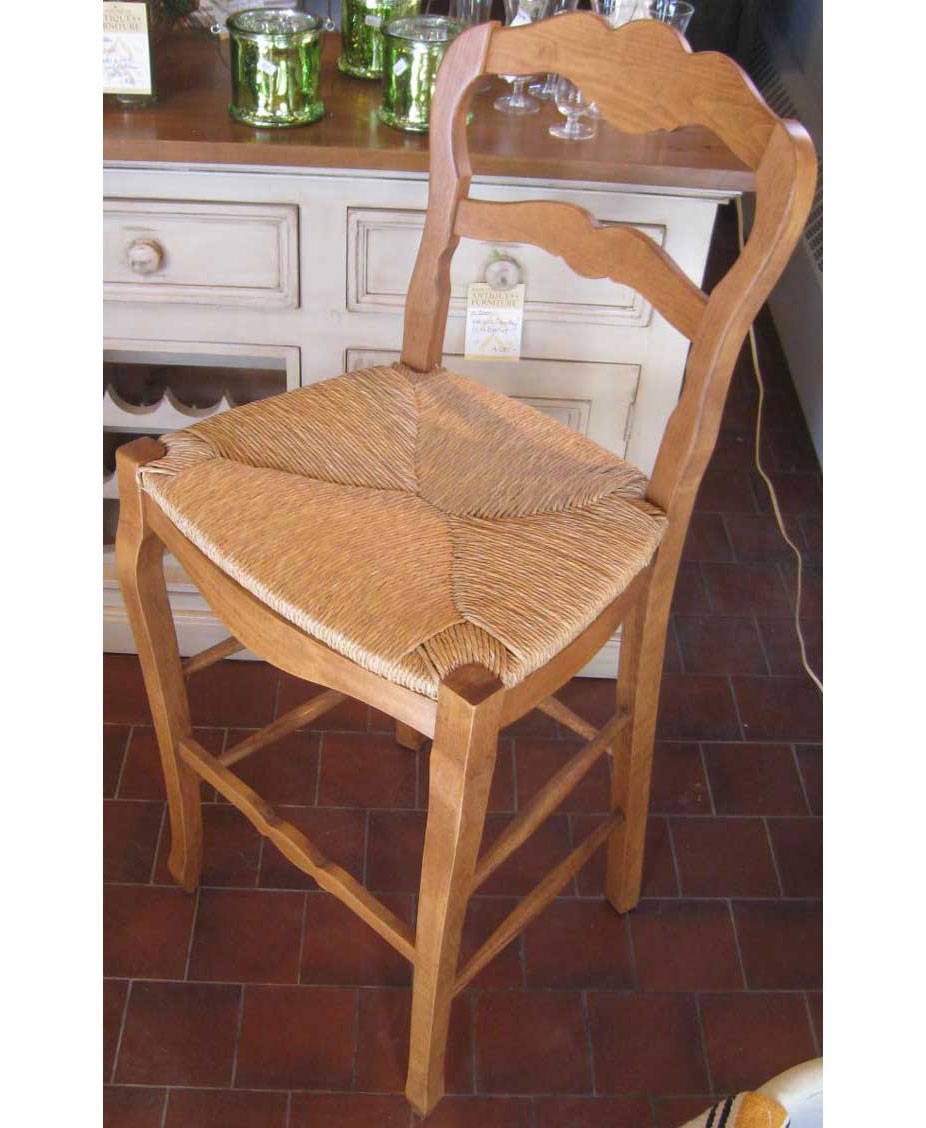 Country French Ladderback counter stool stained