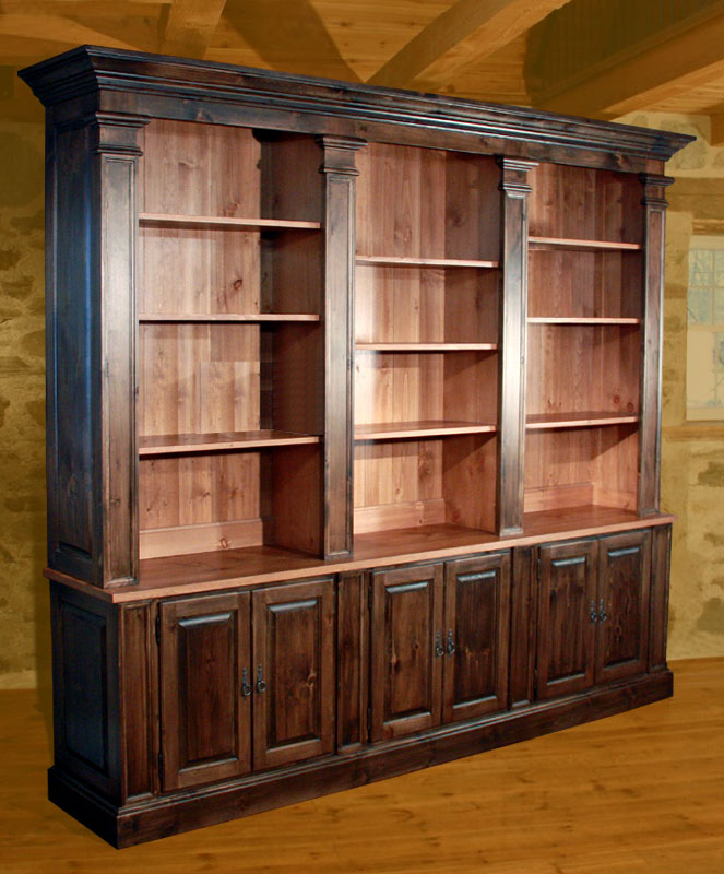 Provincial Bookcase Wall Unit stained