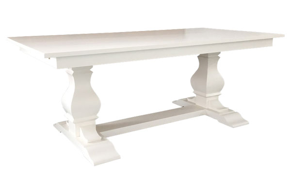 French Country Provincial Trestle Table, White with painted top