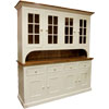 French Country Four Glass Door Stepback Cupboard in Champlain White