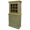 French Country Single Glass Door Cupboard painted Acadia Pear