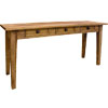 French Country Square Leg Console Table stained Natural