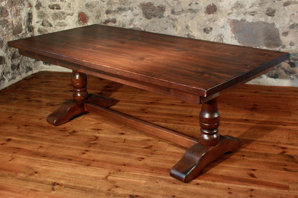 French Country Trestle Table, Sequoia Aged Finish