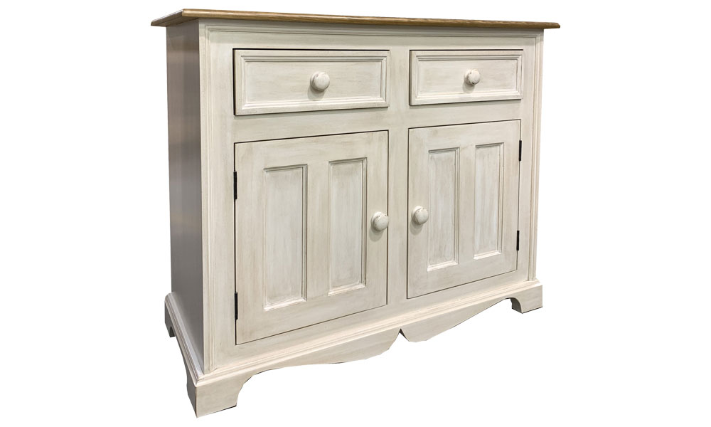 2 Door Buffet, painted White with Glaze