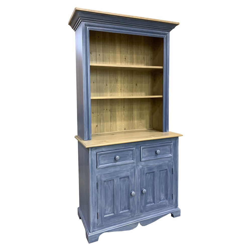 2 Door Open Shelf Cupboard Painted Ocean Blue