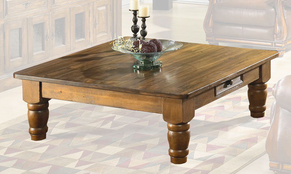 French Country 48 inch Square Coffee Table, Room