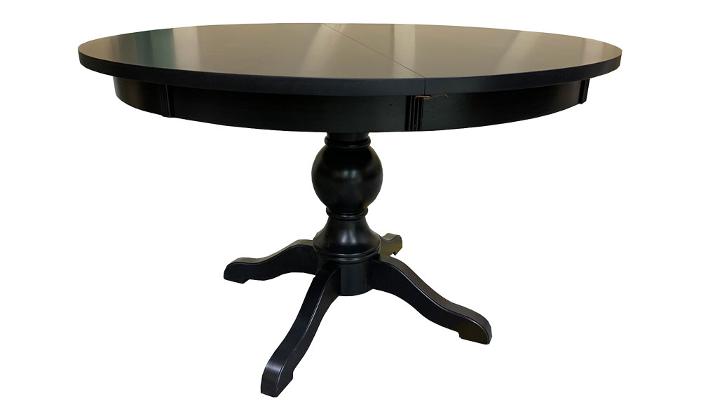 48 inch Round Onion Pedestal Dining Table Finished in Black Paint