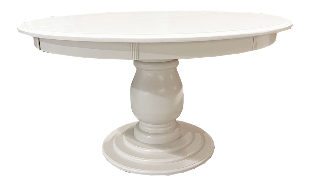 54 Round Dining Table Painted White, Painted Top