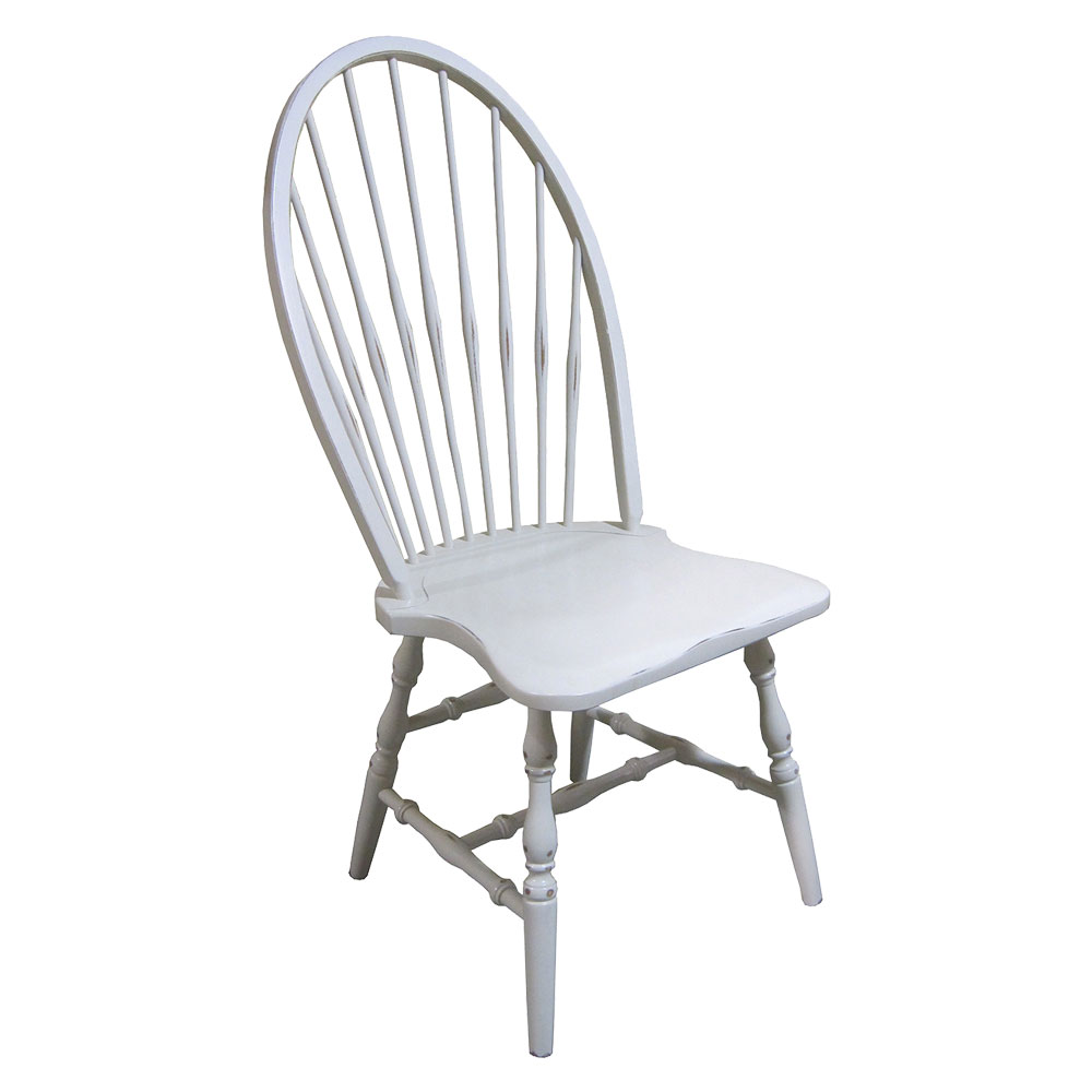 French Country Bow Back Windsor Chair, White paint