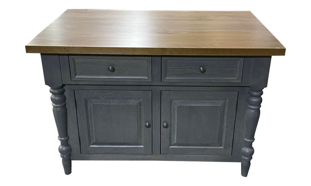 Butcher Block Kitchen Island, Dark Gray