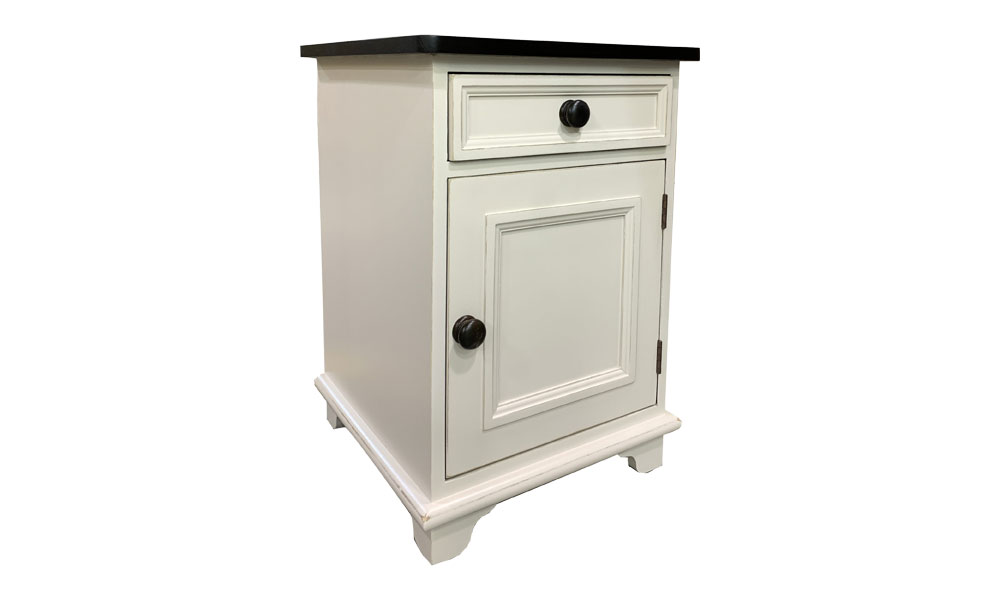 French Country Open Shelf End Table, Painted White