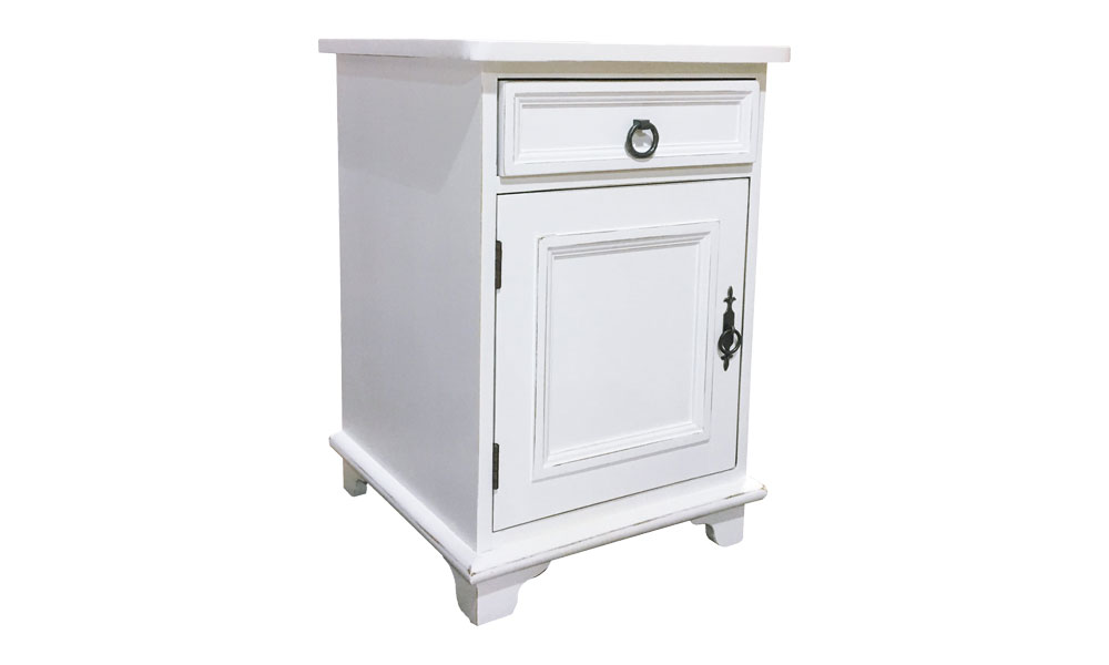 French Country Open Shelf End Table, painted Sturbridge White