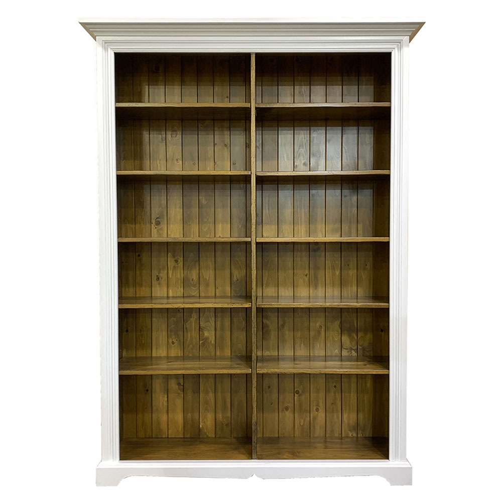 French Country Double Bookcase, Front View