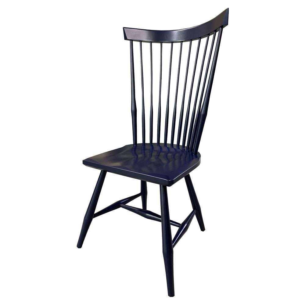 French Country Fan Back Side Chair, Black paint