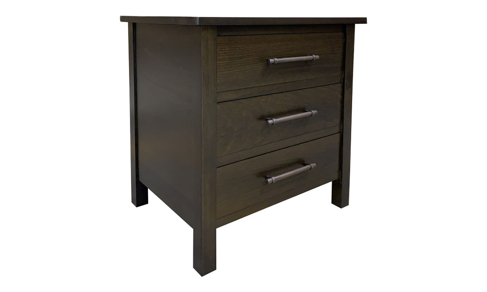 French Country Farmhouse 3 Drawer Nightstand, stained Coffee