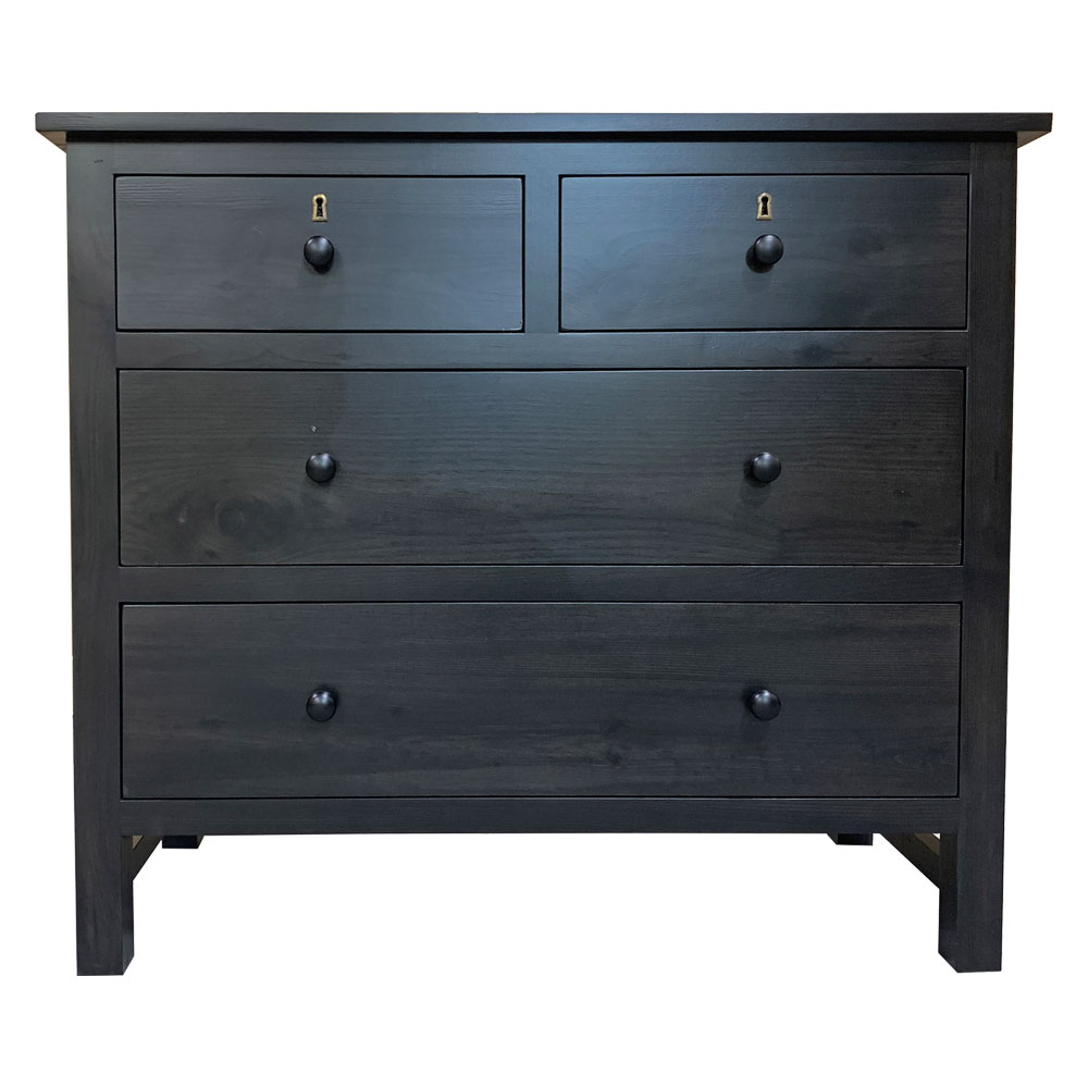 Farmhouse Four Drawer Dresser, Ebony, Front View