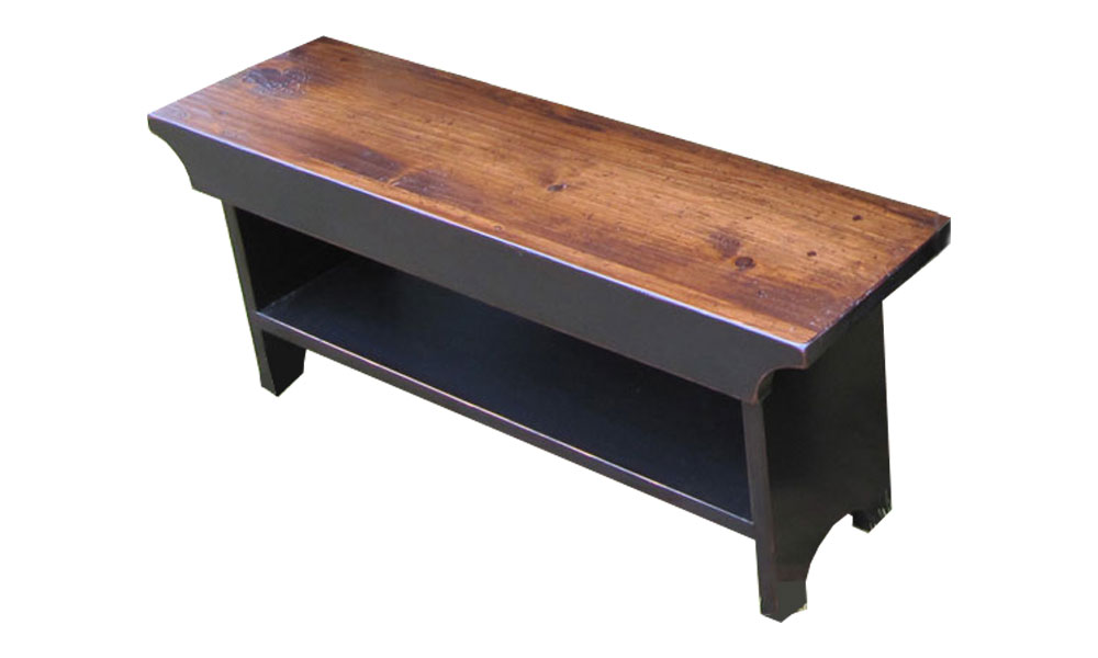 French Country Kitchen Bench, Black and Sequoia