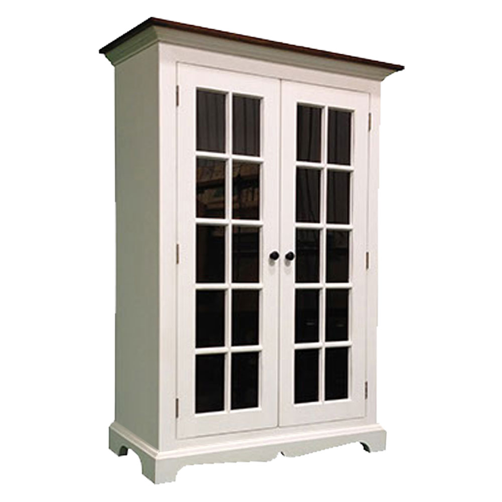 French Country Glass Door Bookcase, Painted White