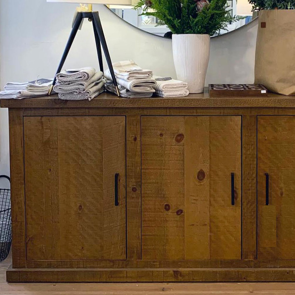 3 Door Rustic Cottage Sideboard, Stained in Natural