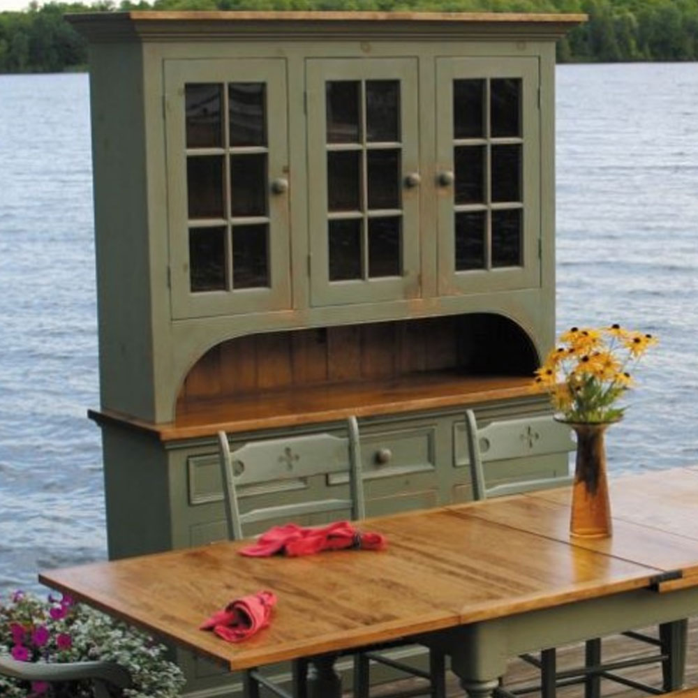 3 Glass Door Hutch, painted Acadia Pear Green