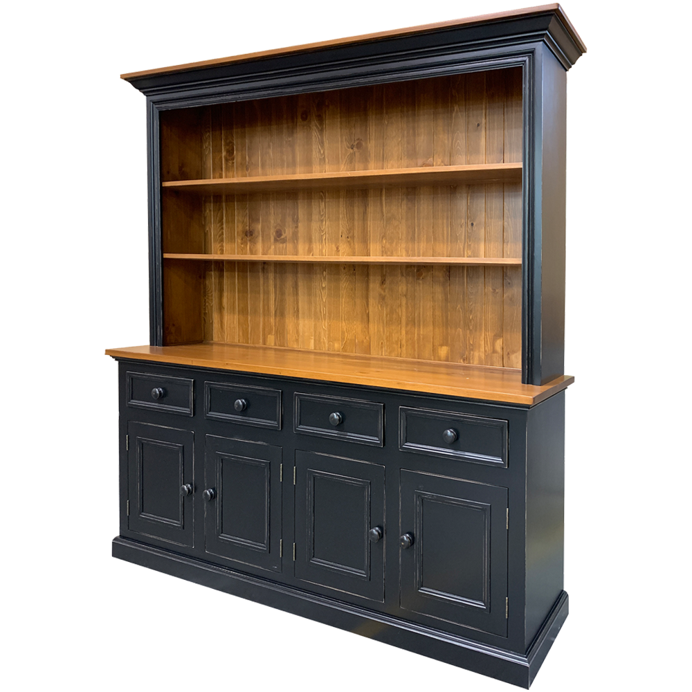 4 Door Open Shelf Cupboard, painted Black