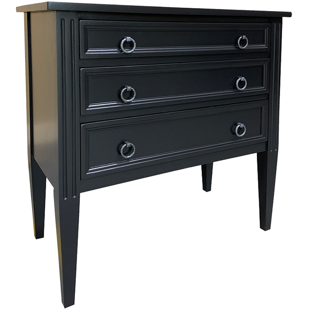 Three Drawer Nightstand, painted Black