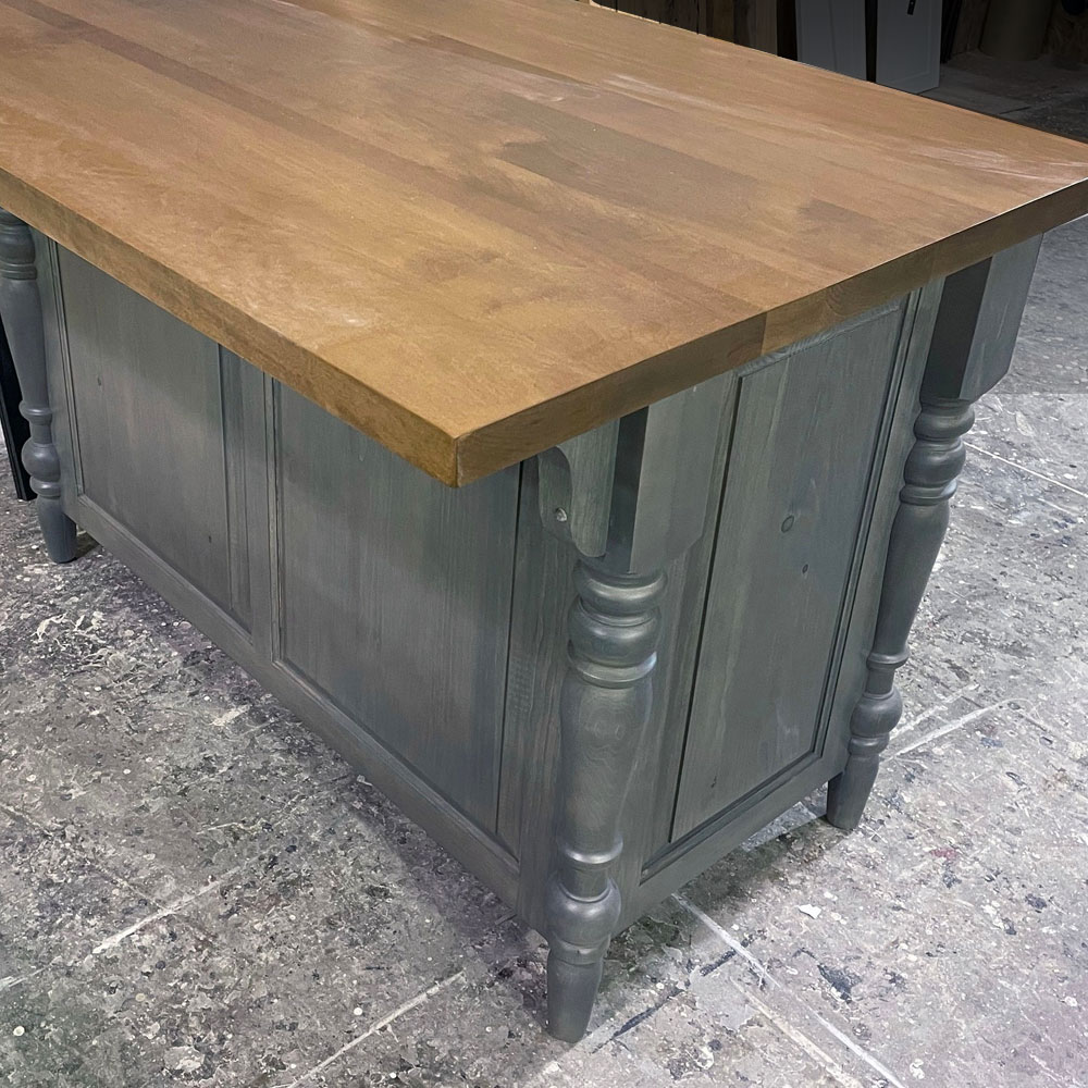 Butcher Block Kitchen Island, painted Gray