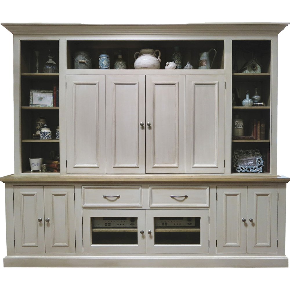 TV Media Cabinet with Pocket Doors, painted in Gray