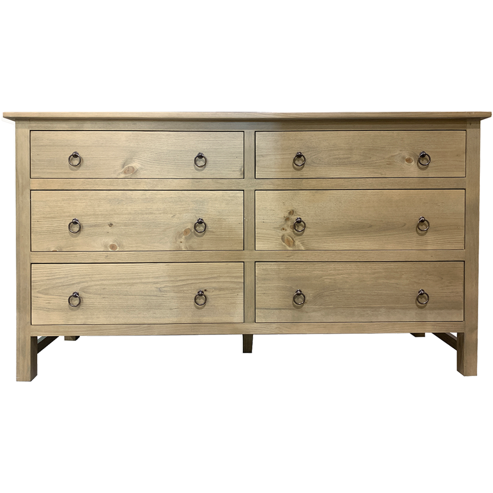 6 Drawer Farmhouse Dresser, stained in Natural