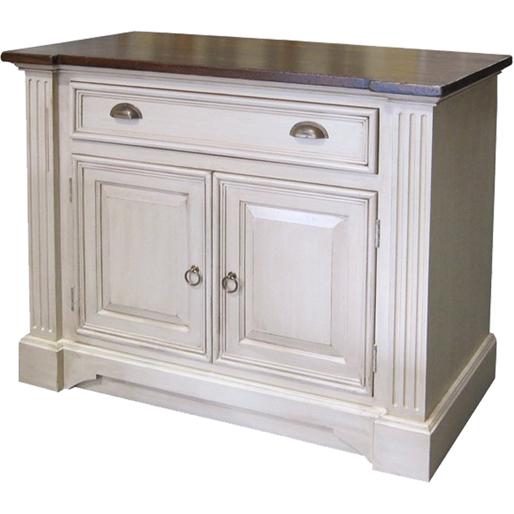 Provincial Sideboard with Two Doors and One Drawer, painted White with Glaze