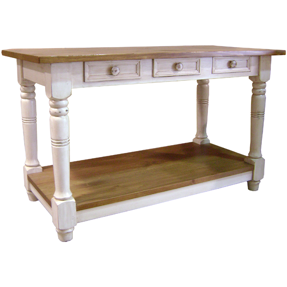 Kitchen Island Work Table, painted White