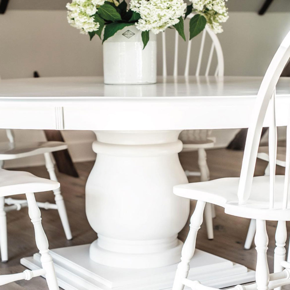 72-inch Round Dining Table, painted White